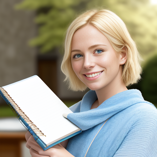 image of young lady holding a journal